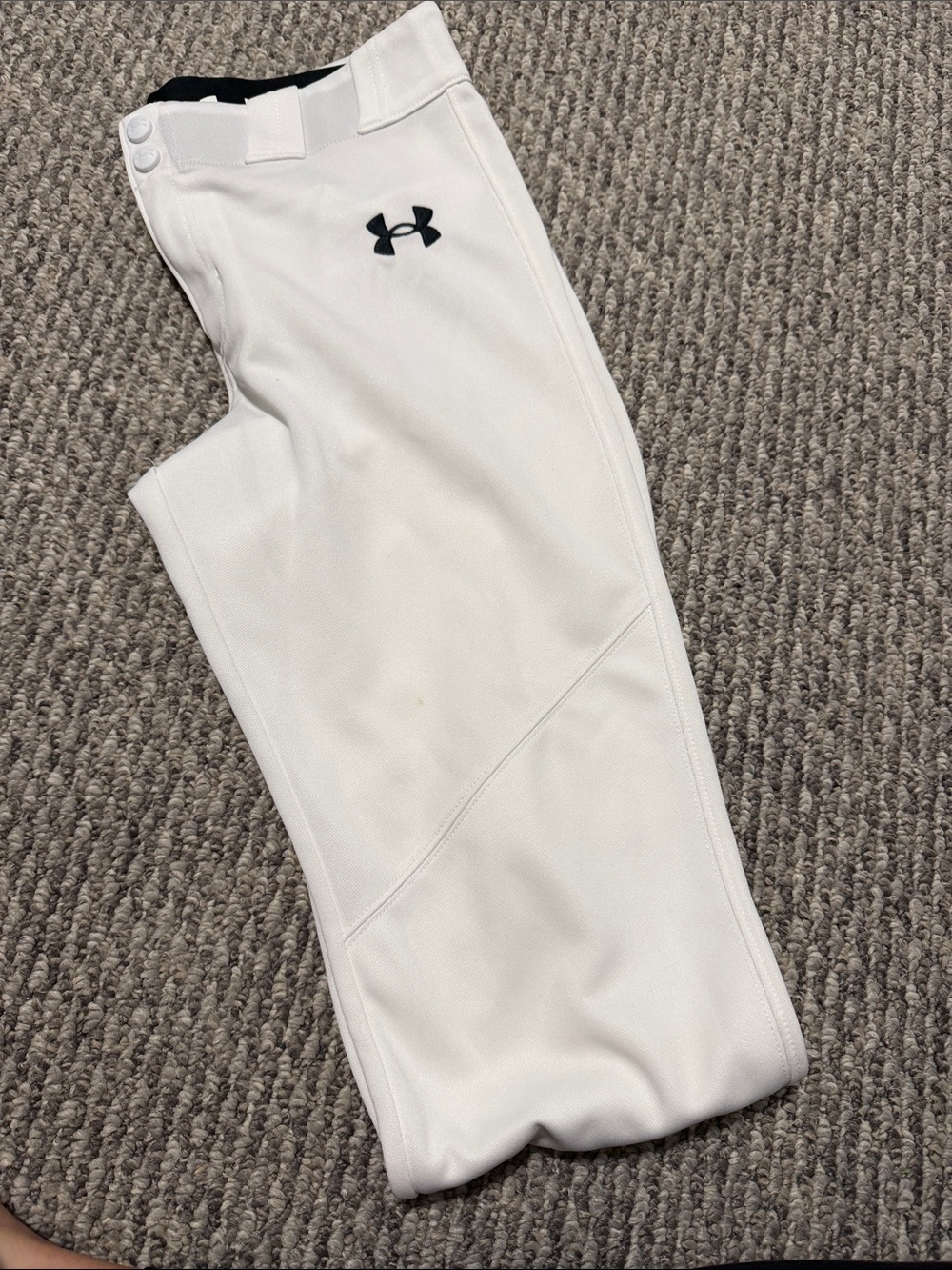 Under Armour White Youth Baseball Pants with Black Logo